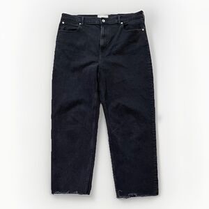 Everlane The Way High Jean Women's Size 33 Faded Black Wash Raw Hem Organic